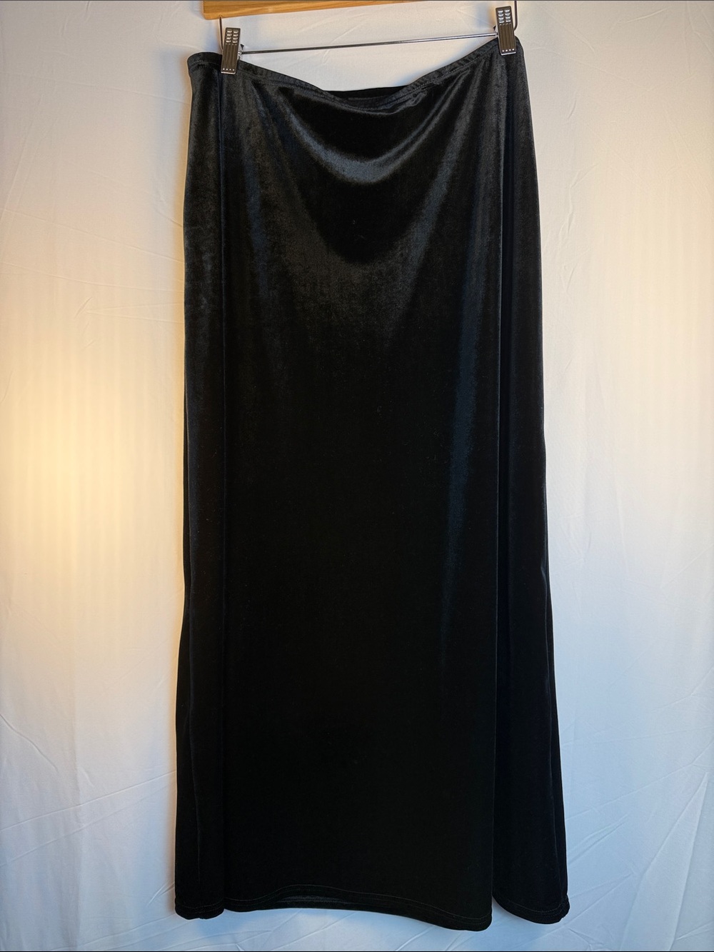 New York & Company Black Velvet Maxi Pull-on Skirt